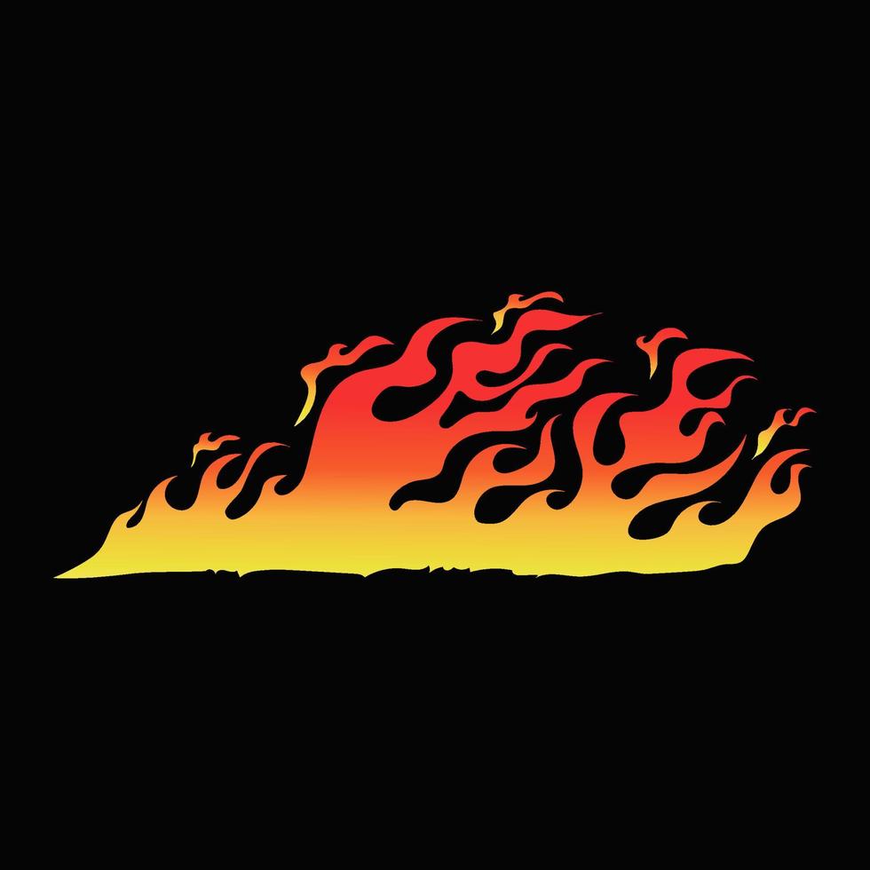 Hand drawn fire illustration on black background for element design. silhouette of flames for design element. vector