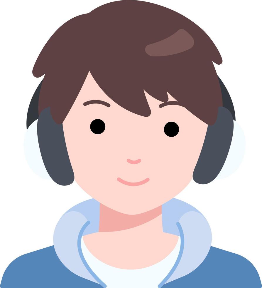 Student man boy avatar User person people Headphone hoodie Flat Style vector