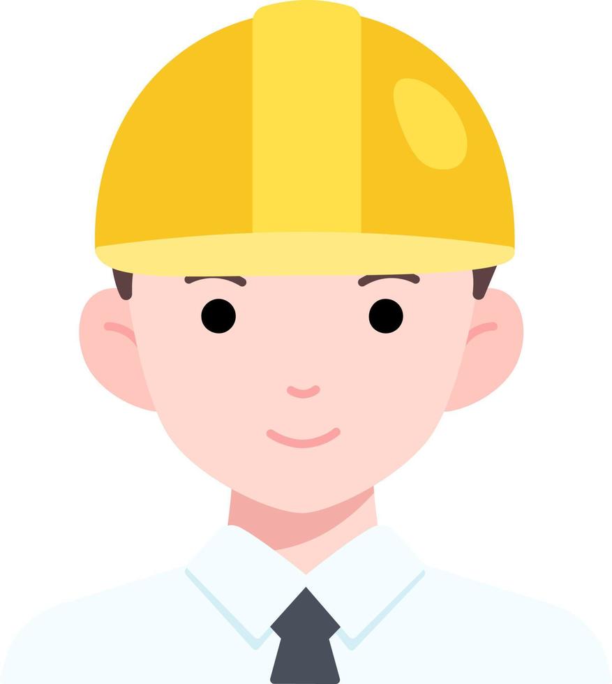 Engineering man labor avatar User person necktie safety helmet Flat Style vector