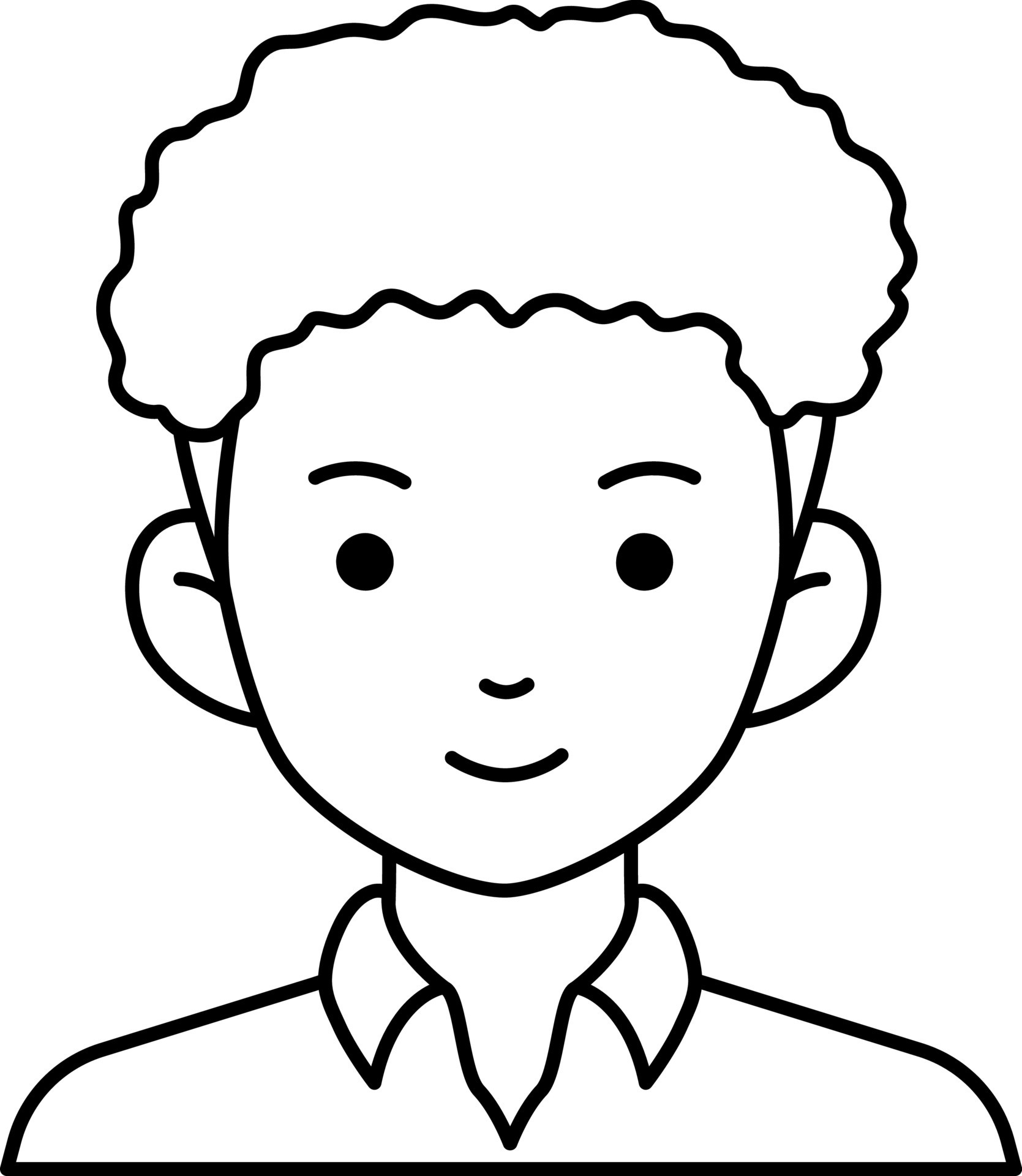 Man boy avatar User person people curly hair black Line Style 19495048  Vector Art at Vecteezy
