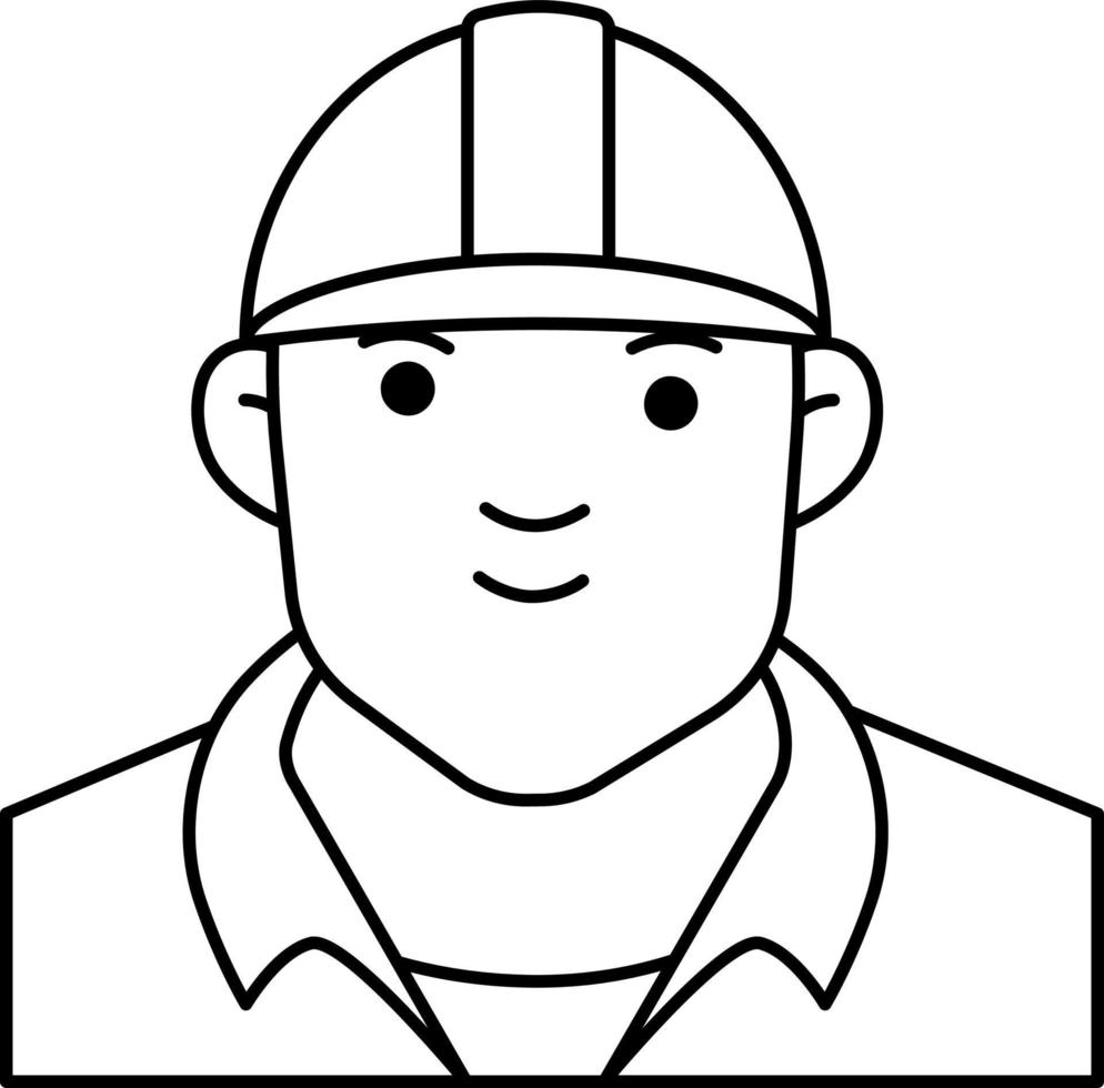 ingeniería hombre niño avatar usuario preson línea de casco de seguridad laboral y estilo de color blanco vector