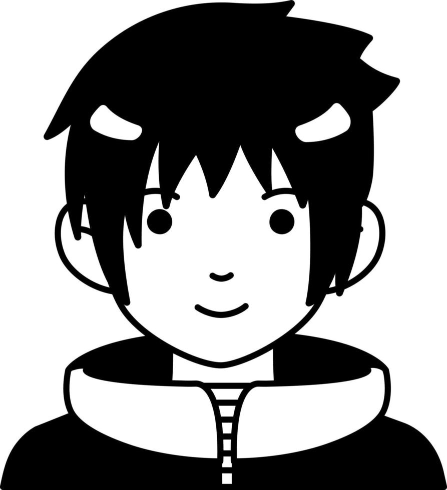 joven chico avatar usuario preson gente abrigo invierno semisólido estilo blanco y negro vector