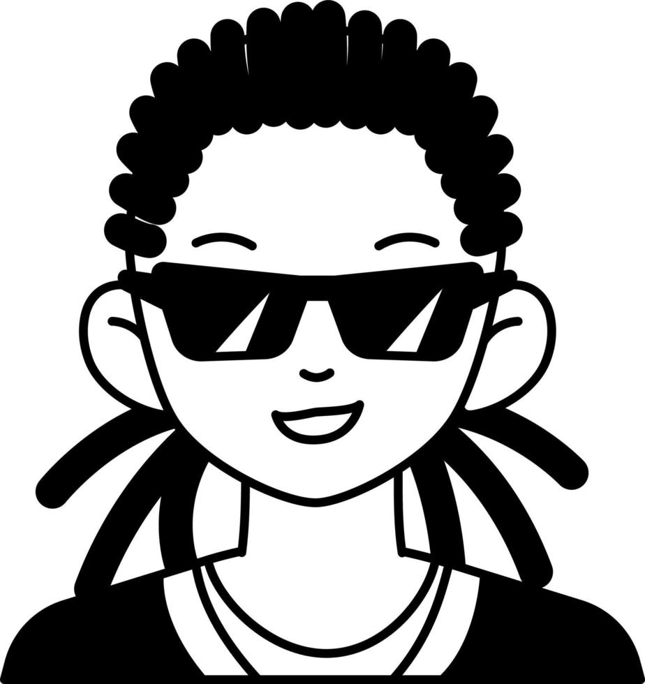 hiphop hombre niño avatar usuario preson gente gafas negro semisólido blanco y negro estilo vector