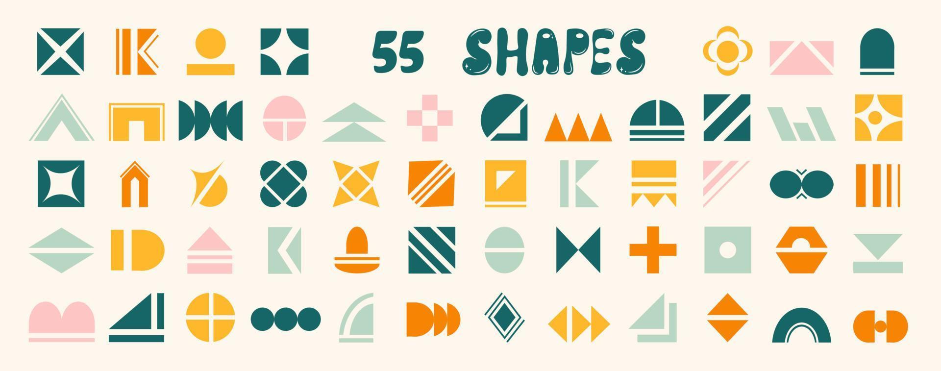 Set of simple geometric shapes. Random icon elements. For creating your own patterns and designs. vector
