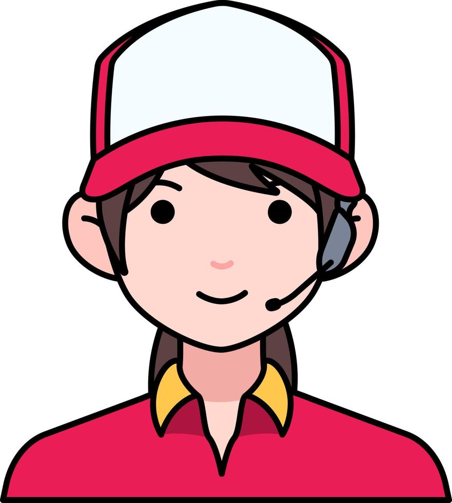 Delivery Woman shipping girl avatar User person people service Colored Outline Style vector