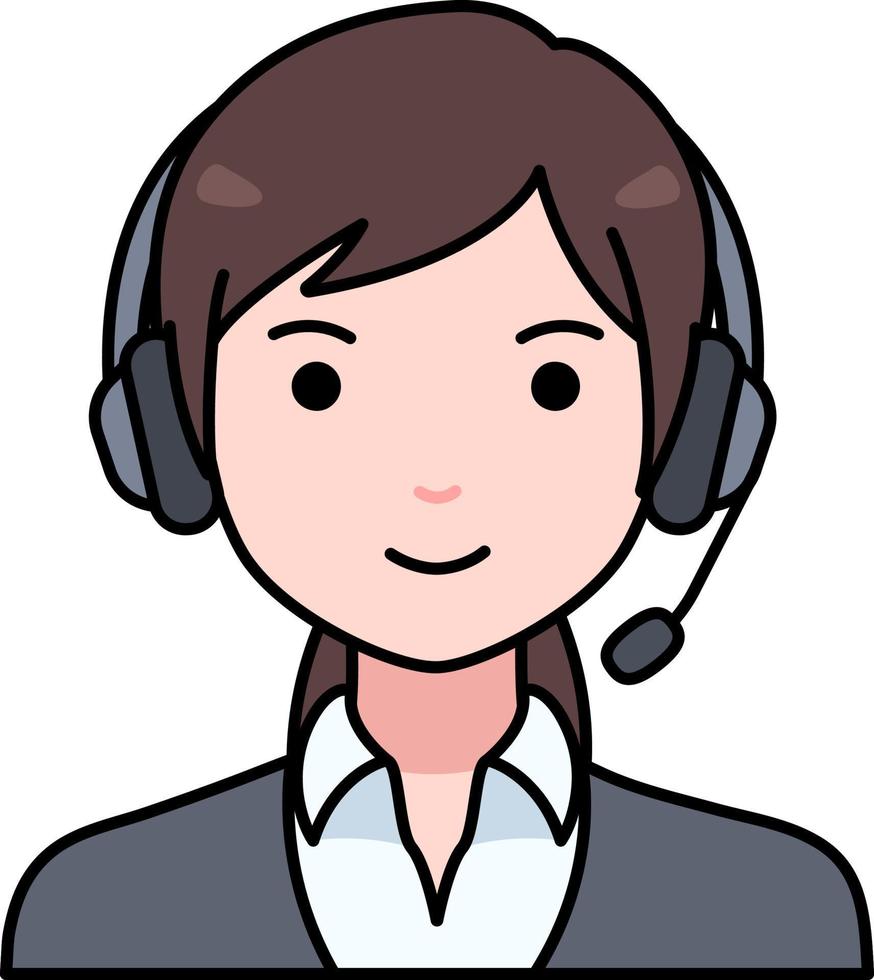 Service call center Womaan girl avatar User person people Colored Outline Style vector