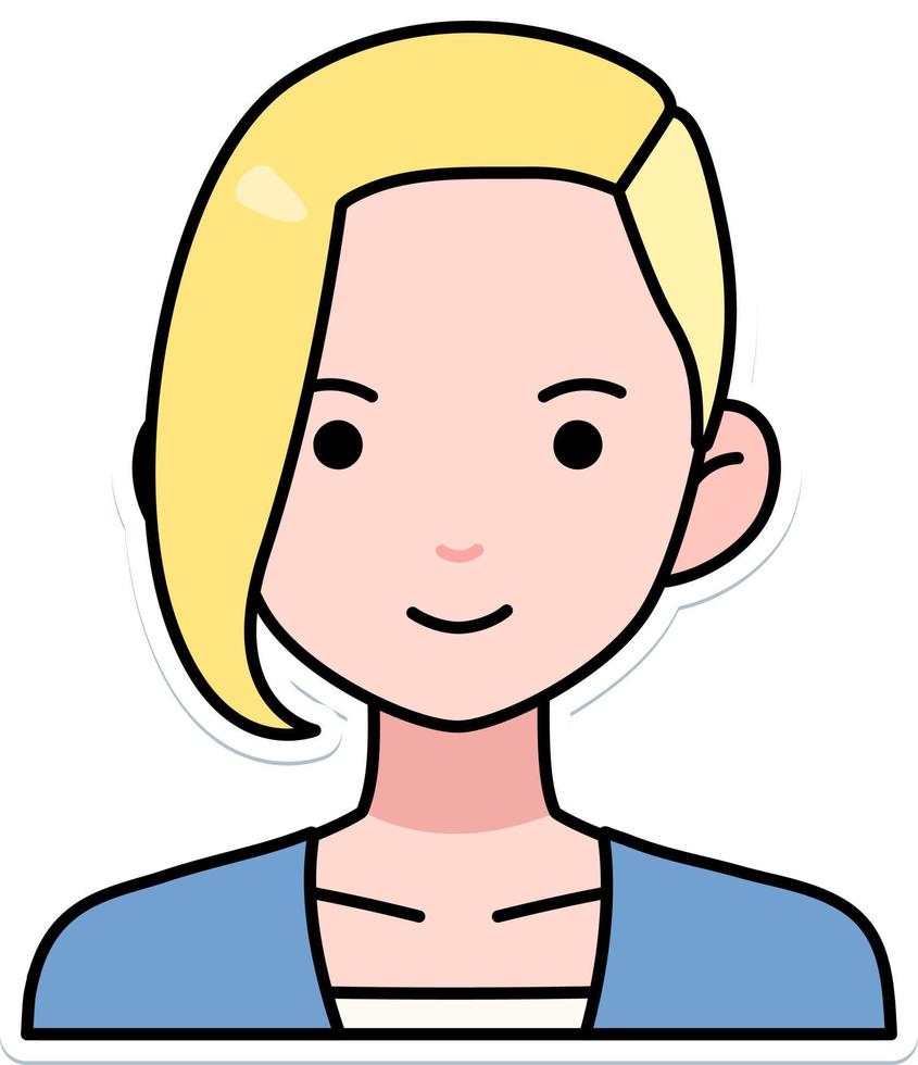 avatar usuario mujer niña persona gente rosa punk cabello contorno color pegatina estilo retro vector