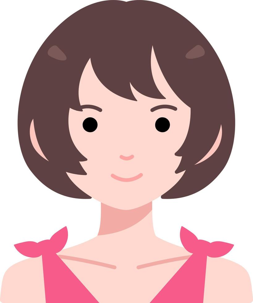 Cute Woman girl avatar User person people short hair Flat Style vector