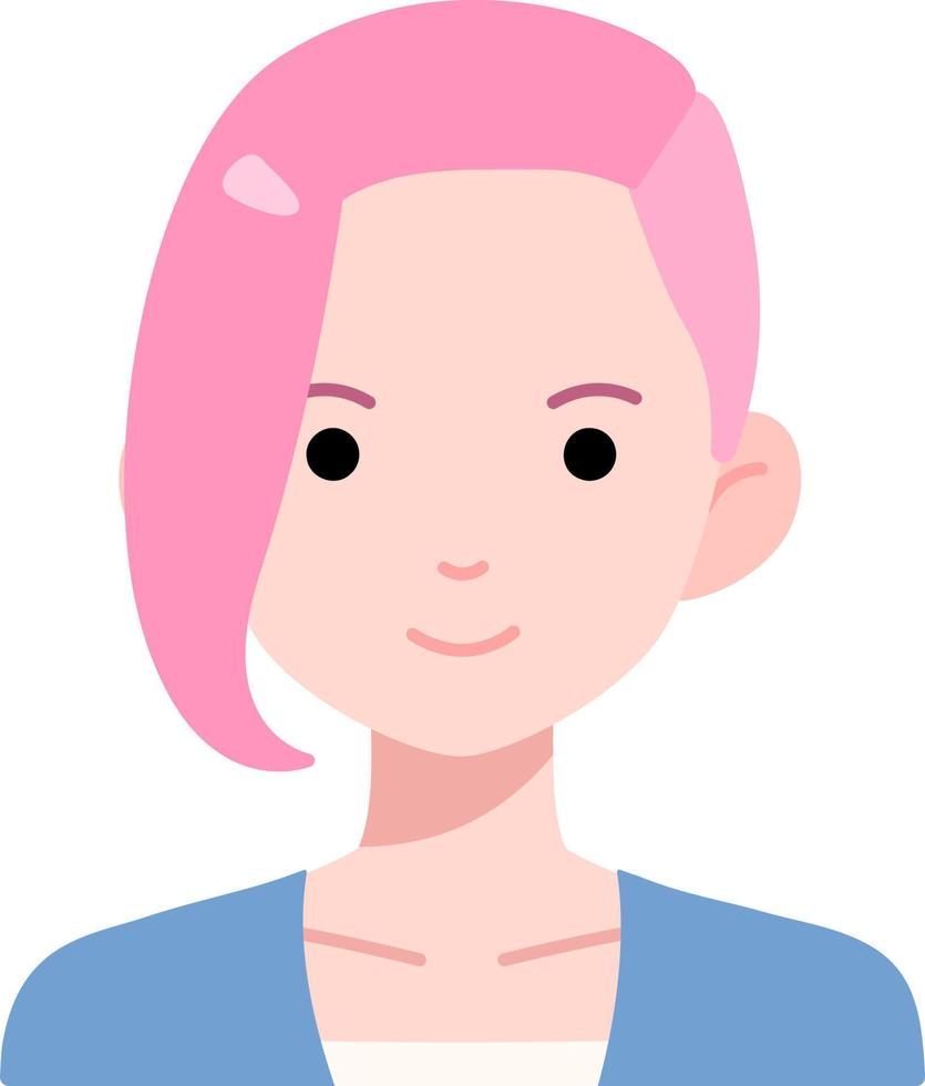 avatar usuario mujer niña persona gente rosa punk cabello estilo plano vector