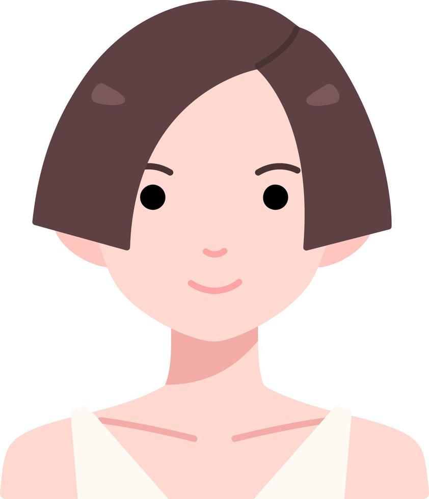 Woman girl avatar User person cut bob short hair Flat Style vector