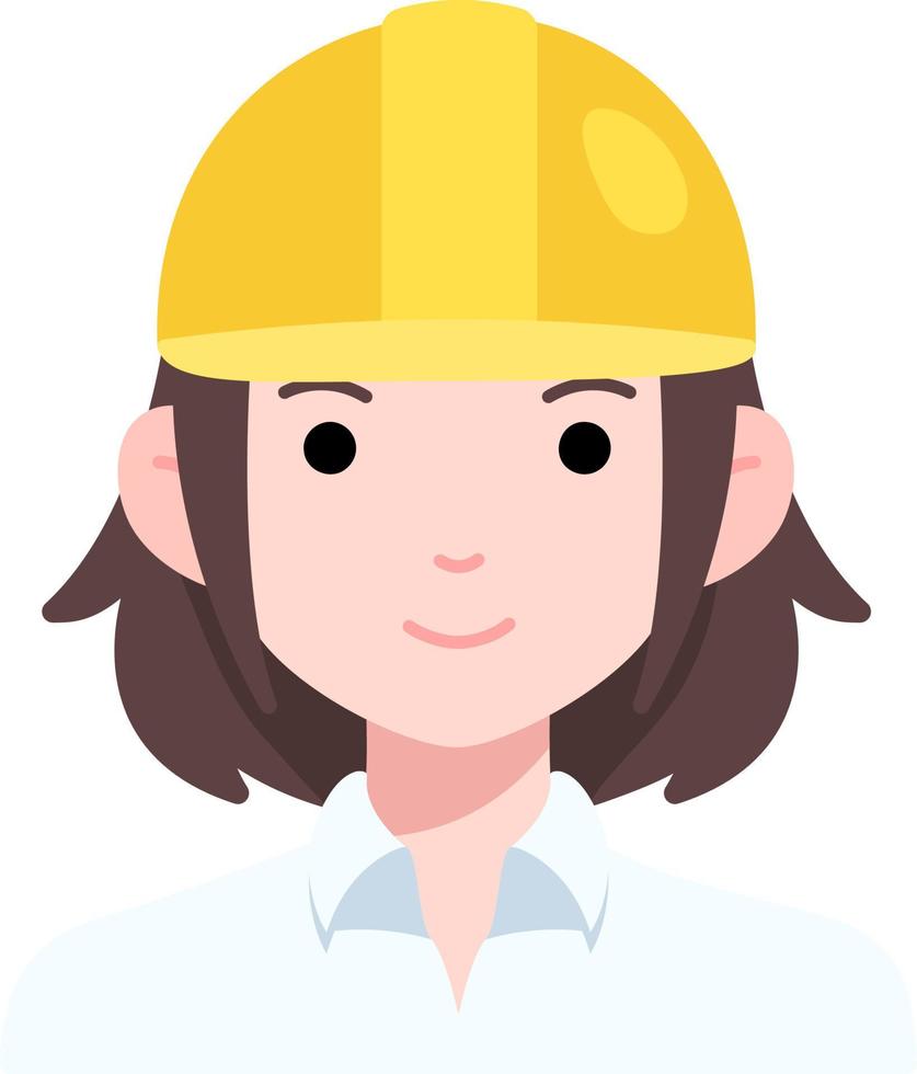 Engineering Woman girl avatar User person labor safety helmet Flat Style vector