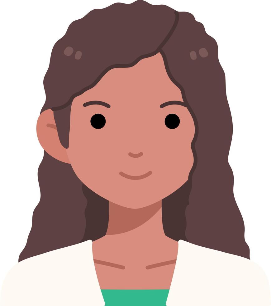 Woman girl avatar User person Curly hair black skin Flat Style vector