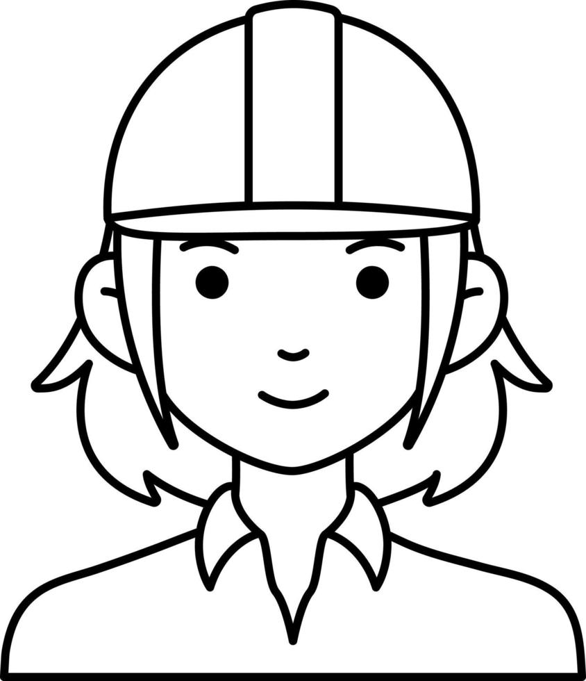 Engineering Woman girl avatar User person labor safety helmetLine Style vector