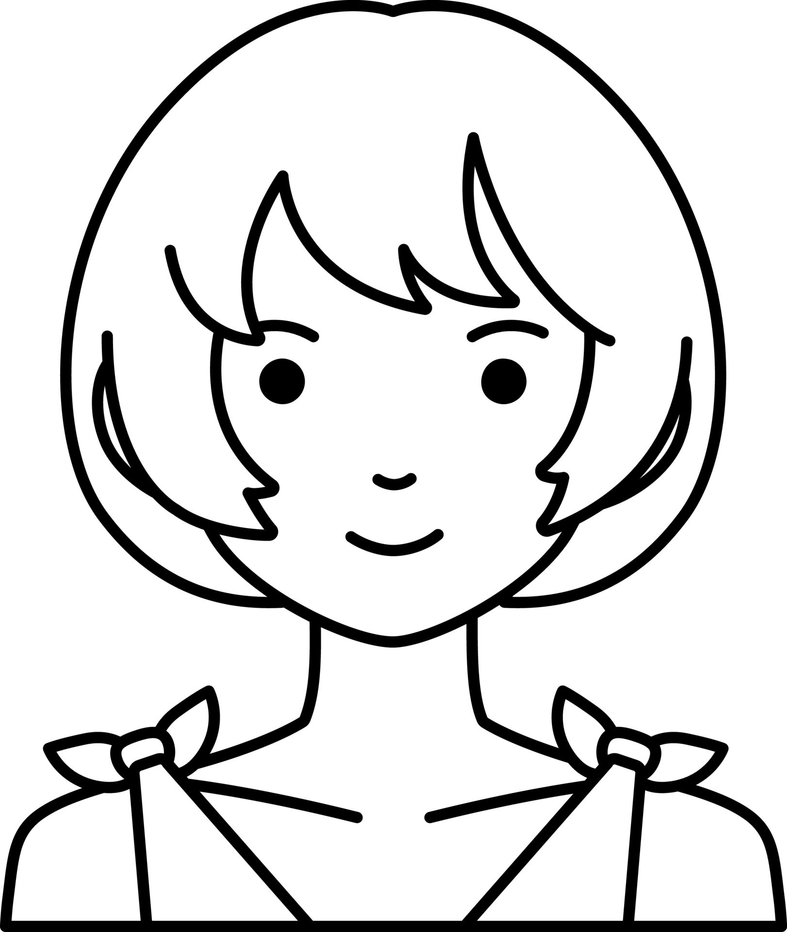 Cute Woman girl avatar User person people short hair line with White