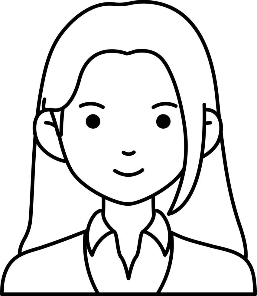 Business woman girl avatar User person people Straight hair line with