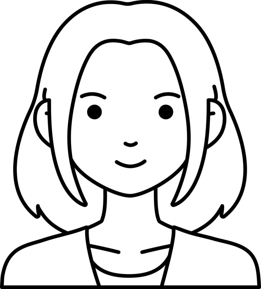 Woman girl avatar User person people short hair line with White Colored vector