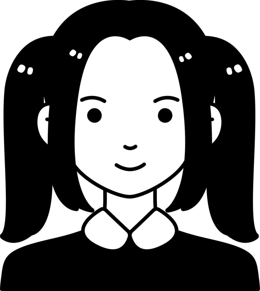 Gentlewoman Business woman avatar User person retro hair Semi Solid Black and White vector