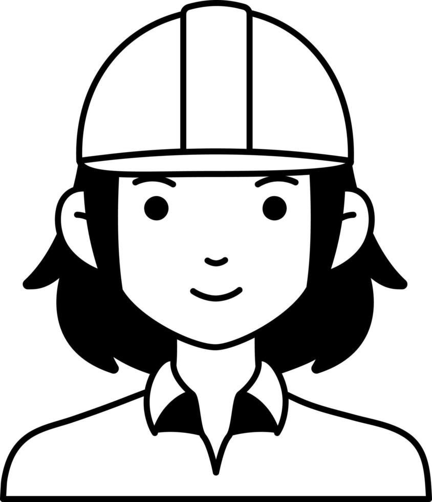 ingeniería mujer niña avatar usuario persona seguridad laboral casco semi sólido transparente vector