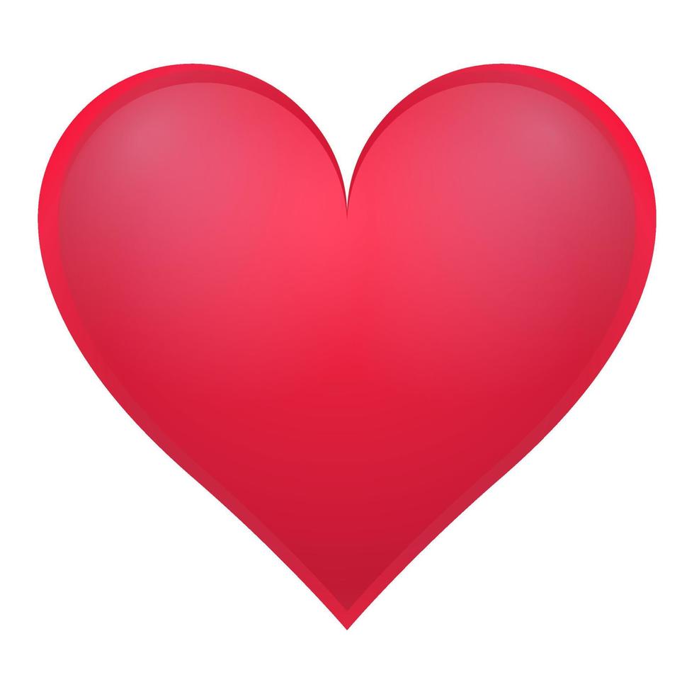 Valentine day red heart in realistic style. Simple volumetric heart icon. Colorful vector illustration isolated on white background.