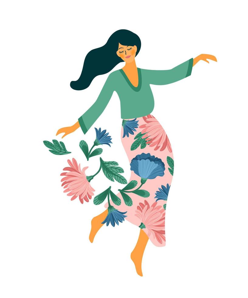 vector ilustración aislada de linda mujer bailando. feliz concepto del día de la mujer para tarjetas, carteles, pancartas y otros usos