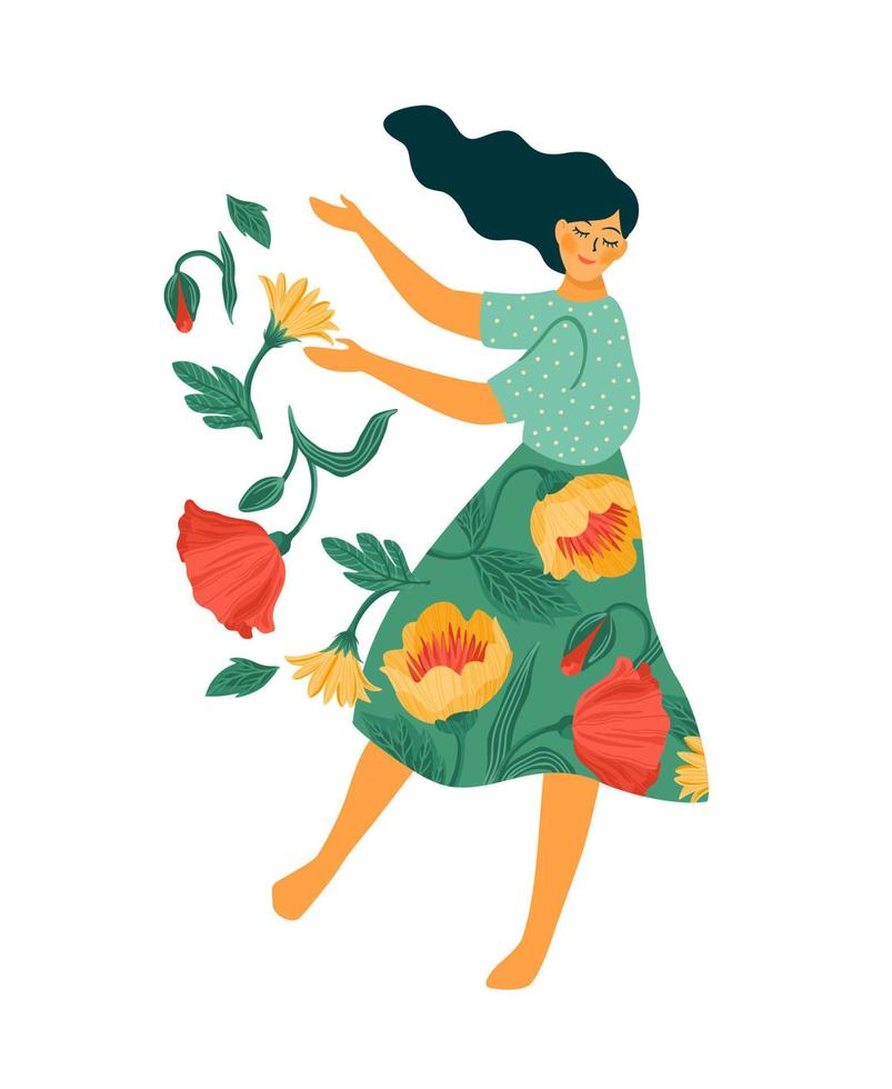 vector ilustración aislada de linda mujer bailando. feliz concepto del día de la mujer para tarjetas, carteles, pancartas y otros usos