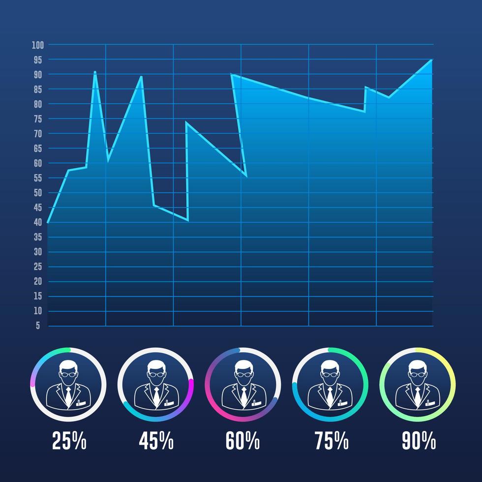 diseño de plantilla de infografía empresarial. infografía de diagrama de círculo realista. visualización de datos de informes anuales de negocios modernos. vector