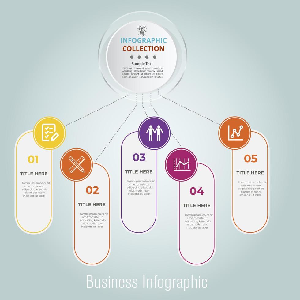 diseño de plantilla de infografía empresarial. infografía de diagrama de círculo realista. visualización de datos de informes anuales de negocios modernos. vector