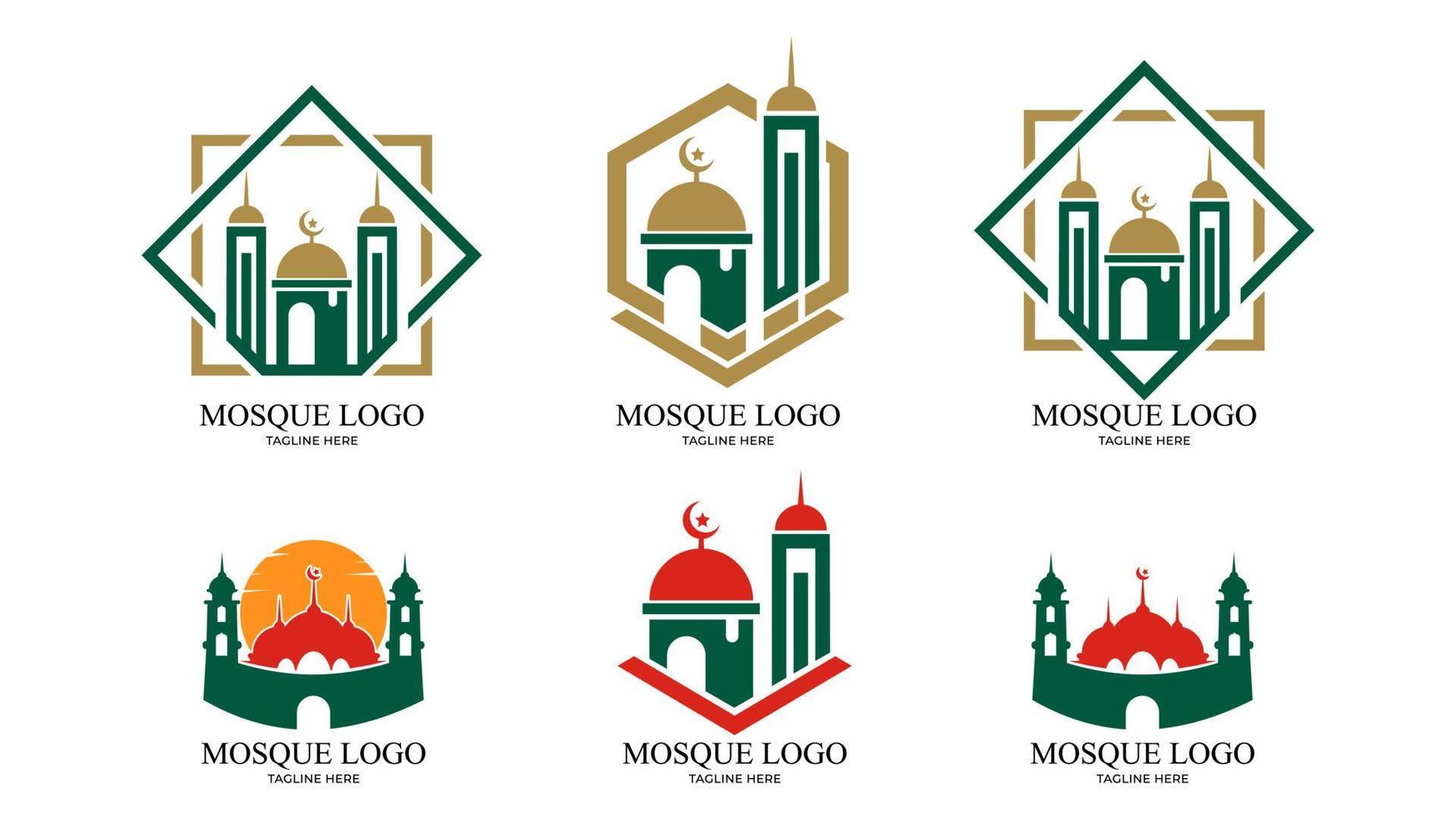 vector de diseño de plantilla de logotipo de mezquita, emblema, concepto de diseño, símbolo, icono. ilustración vectorial