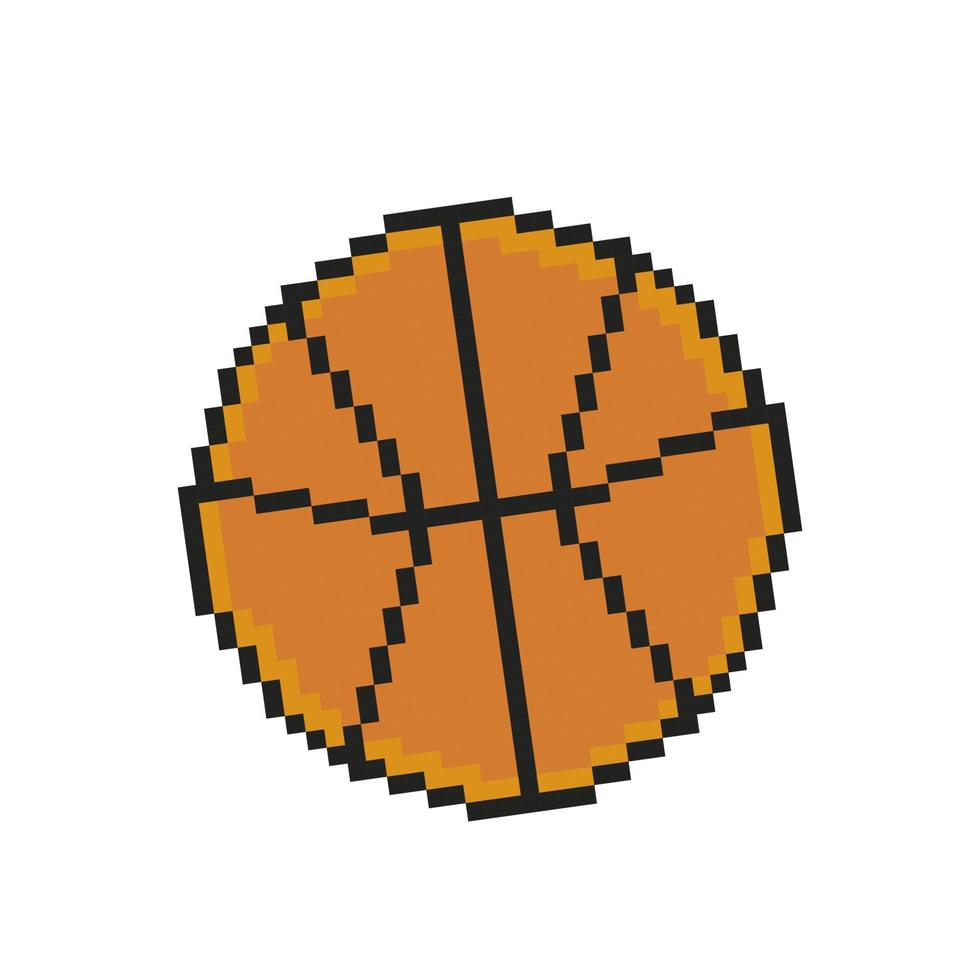 Basketball ball pixel art icon on White Background. vector