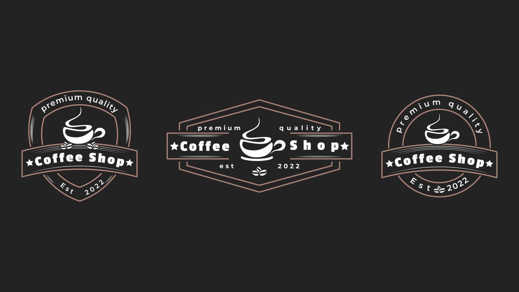Coffee Shop Logos, and Label Design Elements set. Vintage style cafe object retro vector illustration.