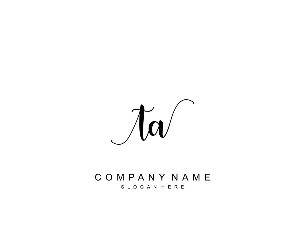 Initial TA beauty monogram and elegant logo design, handwriting logo of initial signature, wedding, fashion, floral and botanical with creative template. vector