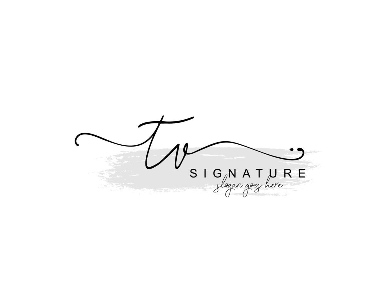 Initial TV beauty monogram and elegant logo design, handwriting logo of initial signature, wedding, fashion, floral and botanical with creative template. vector