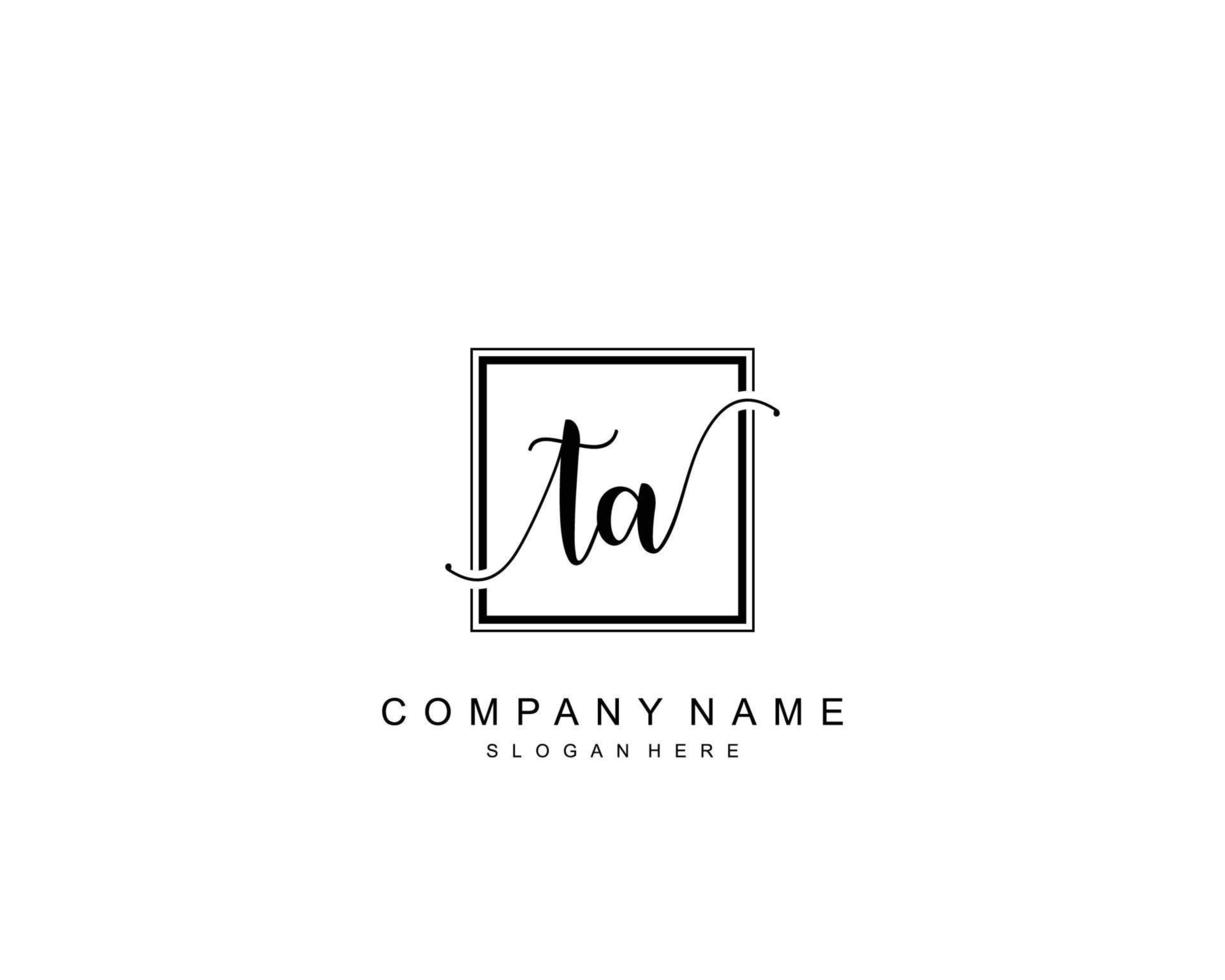 Initial TA beauty monogram and elegant logo design, handwriting logo of initial signature, wedding, fashion, floral and botanical with creative template. vector