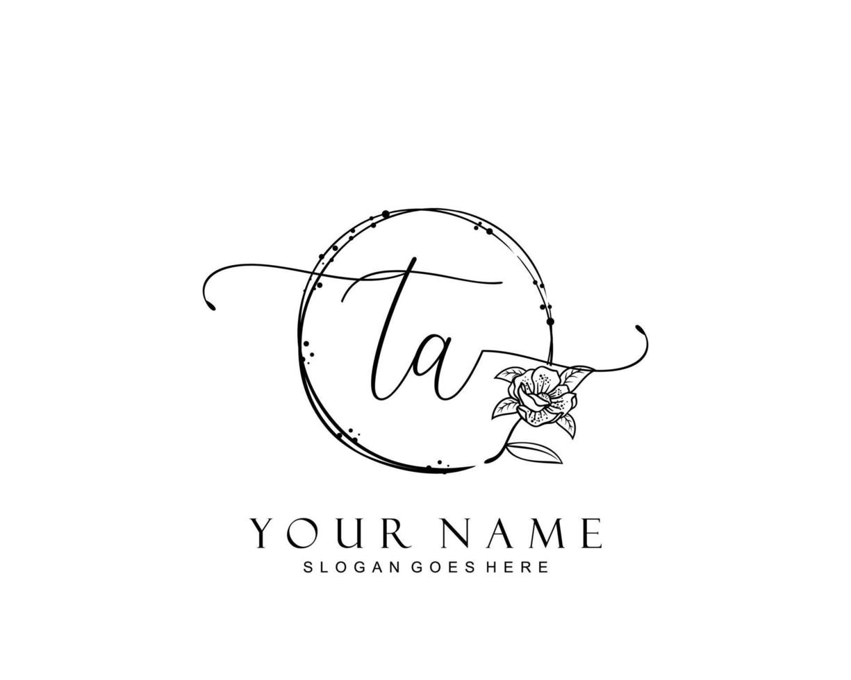 Initial TS beauty monogram and elegant logo design, handwriting logo of initial signature, wedding, fashion, floral and botanical with creative template. vector