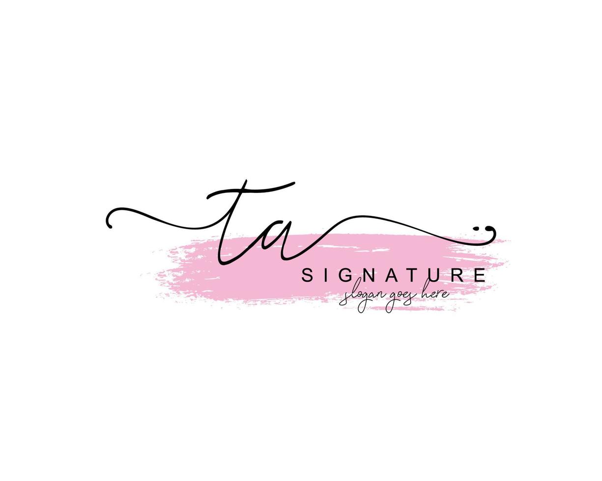 monograma de belleza ta inicial y diseño de logotipo elegante, logotipo de escritura a mano de firma inicial, boda, moda, floral y botánica con plantilla creativa. vector