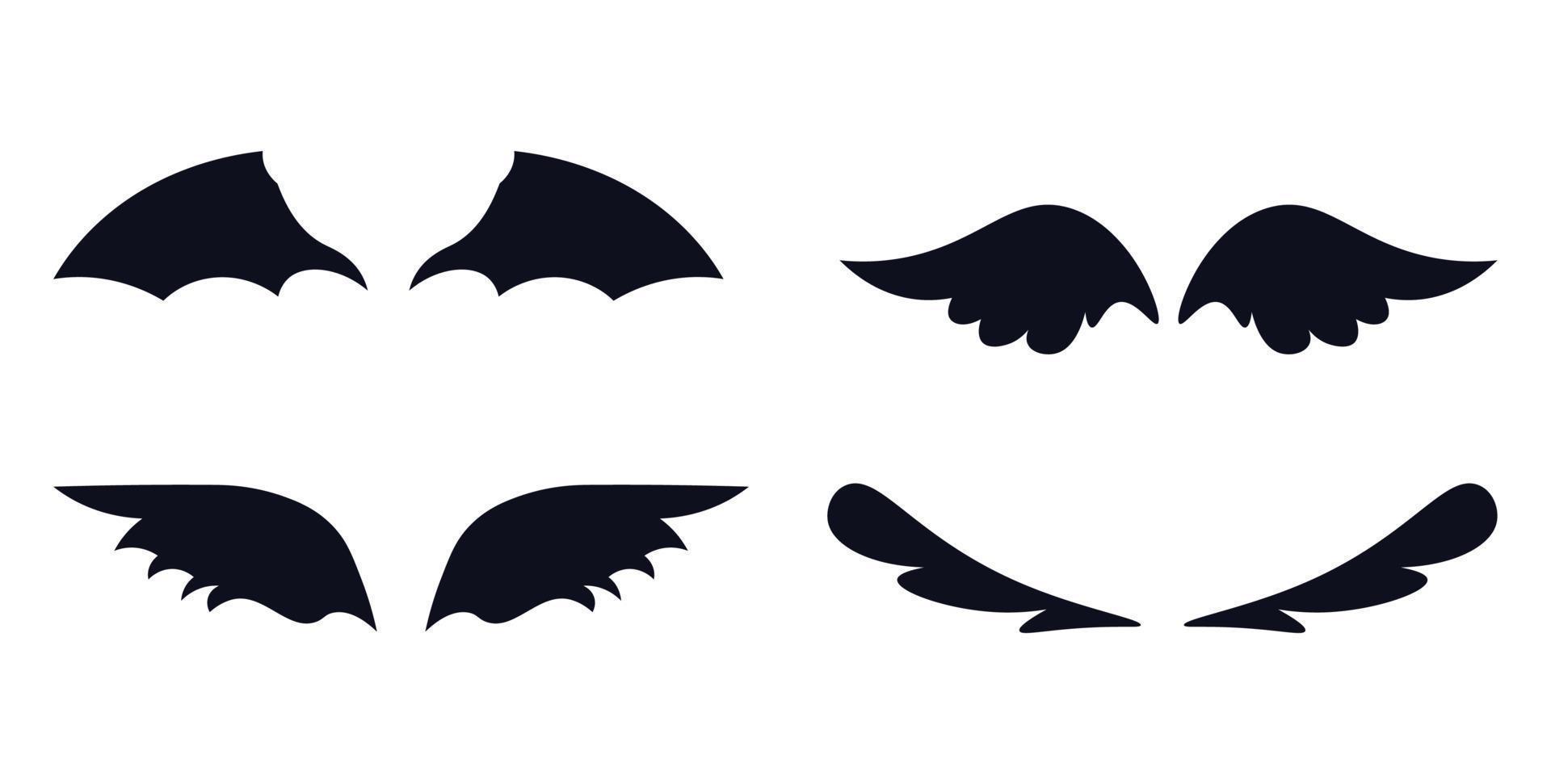 set of animal wings shape silhouette vector