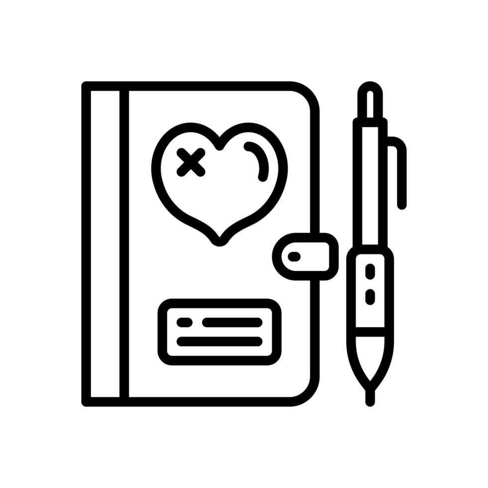 icono de diario de amor para su sitio web, móvil, presentación y diseño de logotipo. vector