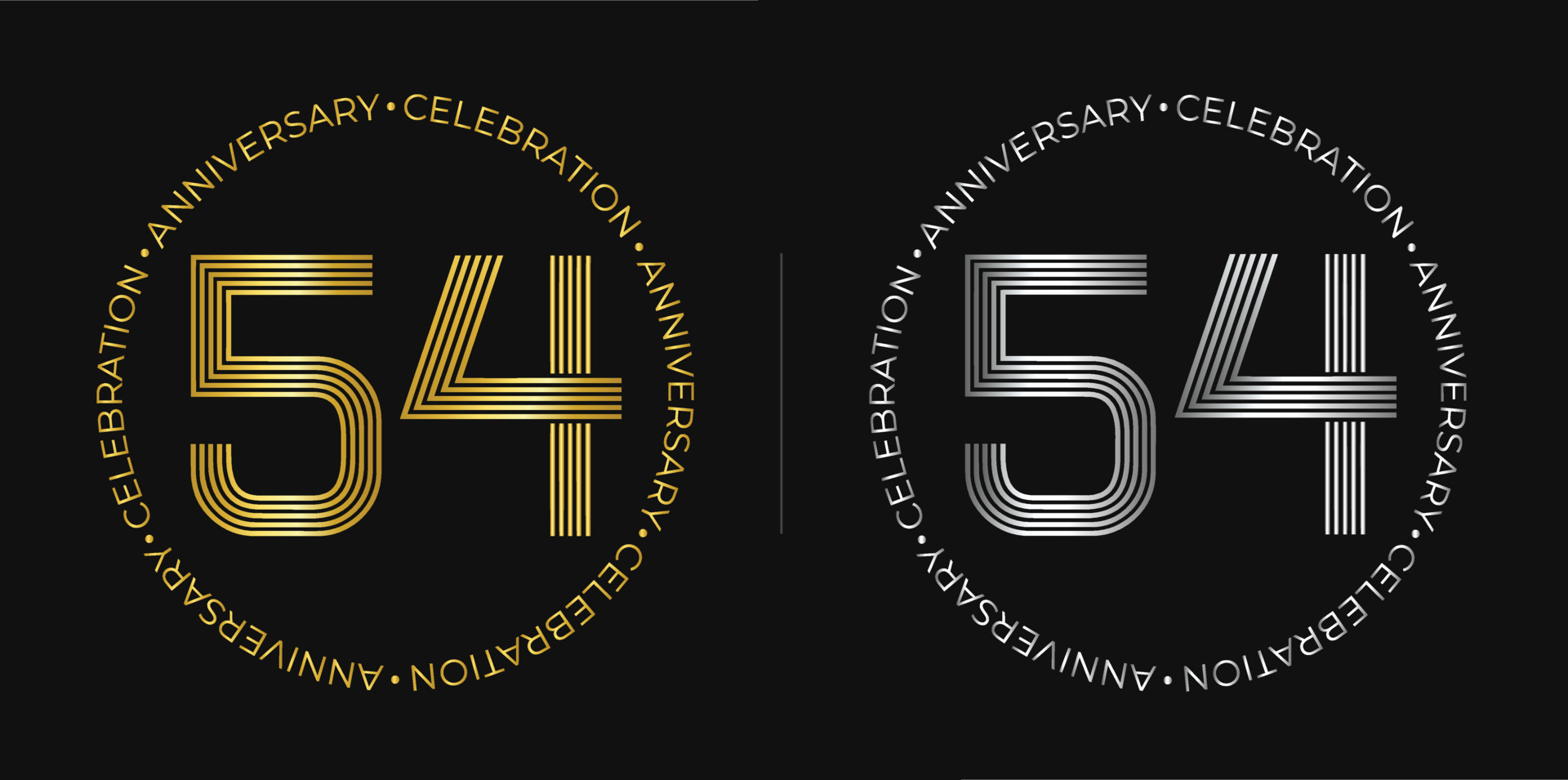 54th birthday Fifty four years anniversary celebration banner in