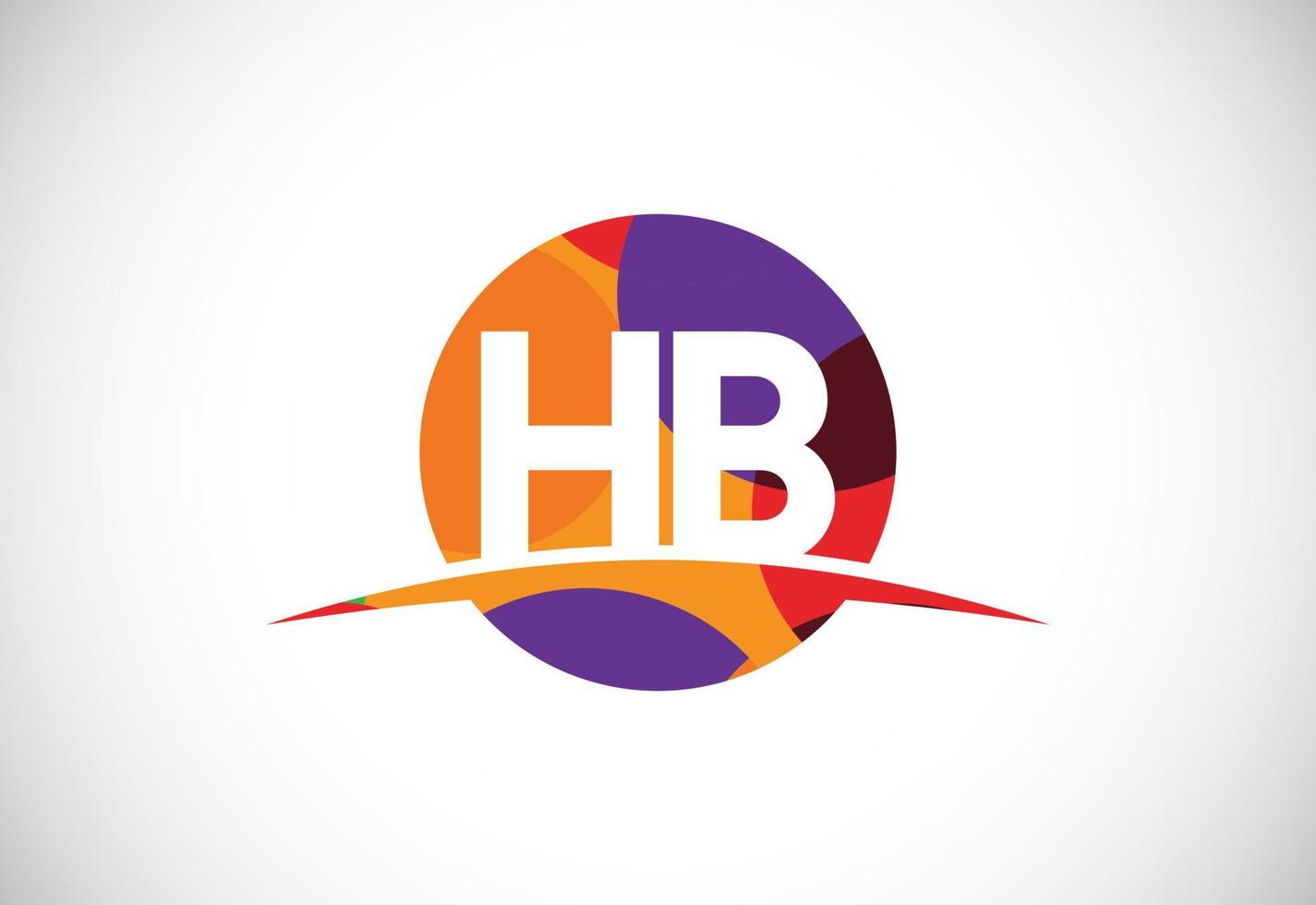 Colorful letter H B logo design vector. Modern logo for business company visual identity in low poly art style vector