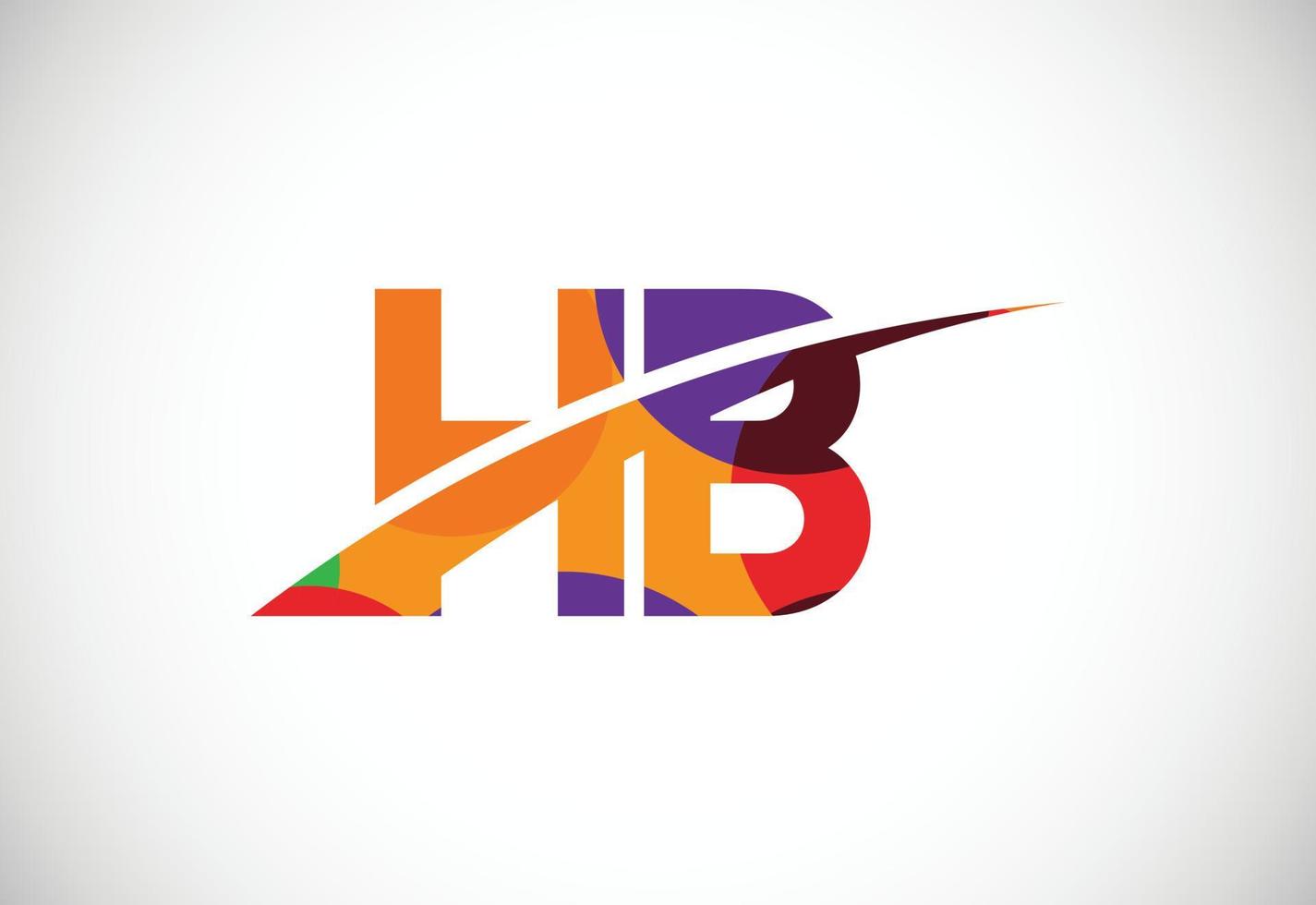 Colorful letter H B logo design vector. Modern logo for business company visual identity in low poly art style vector