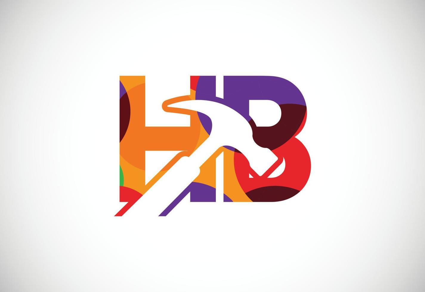 vector de diseño de logotipo colorido letra hb. logotipo moderno para la identidad visual de la empresa comercial en un estilo de arte polivinílico bajo