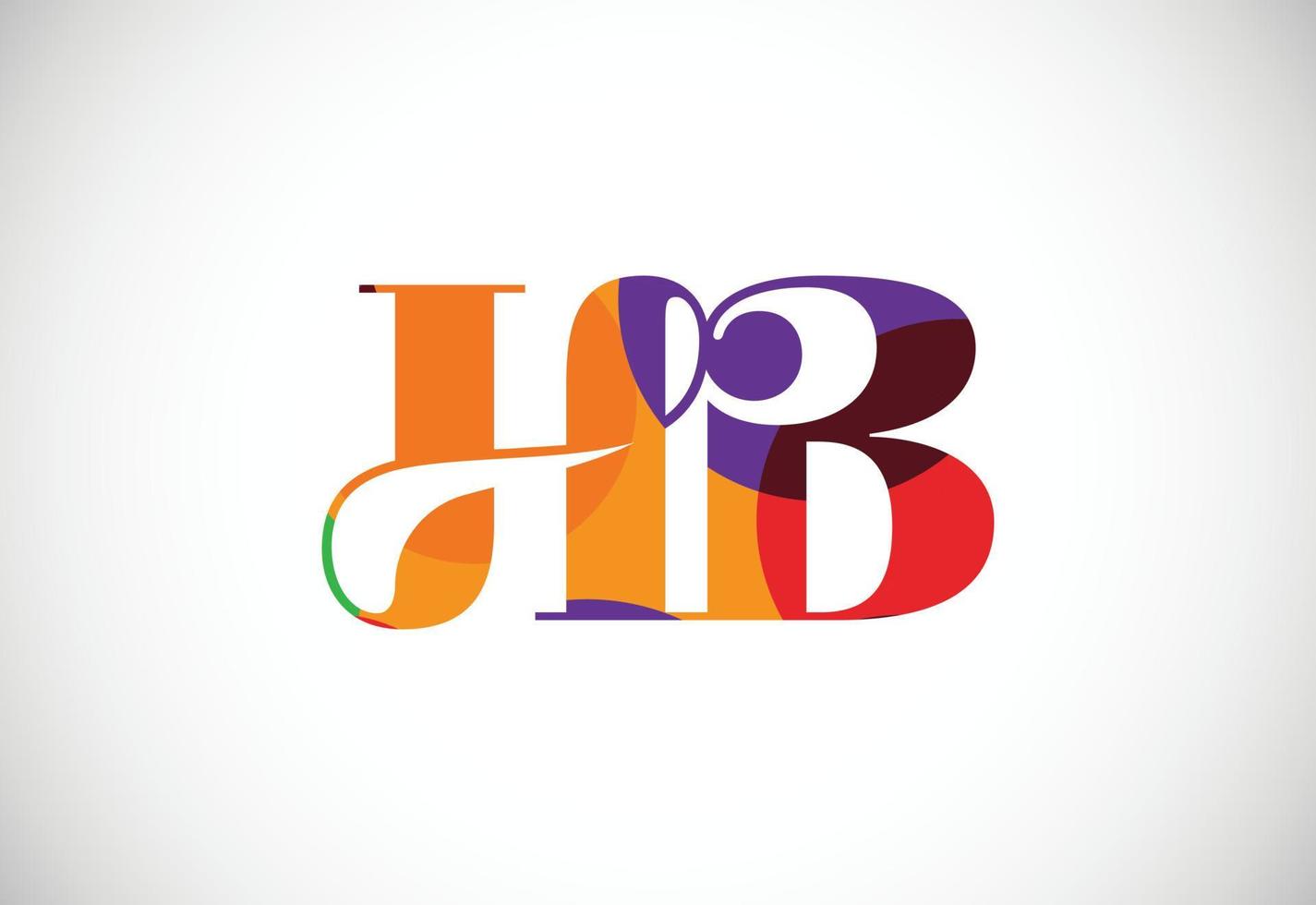 Colorful letter H B logo design vector. Modern logo for business company visual identity in low poly art style vector