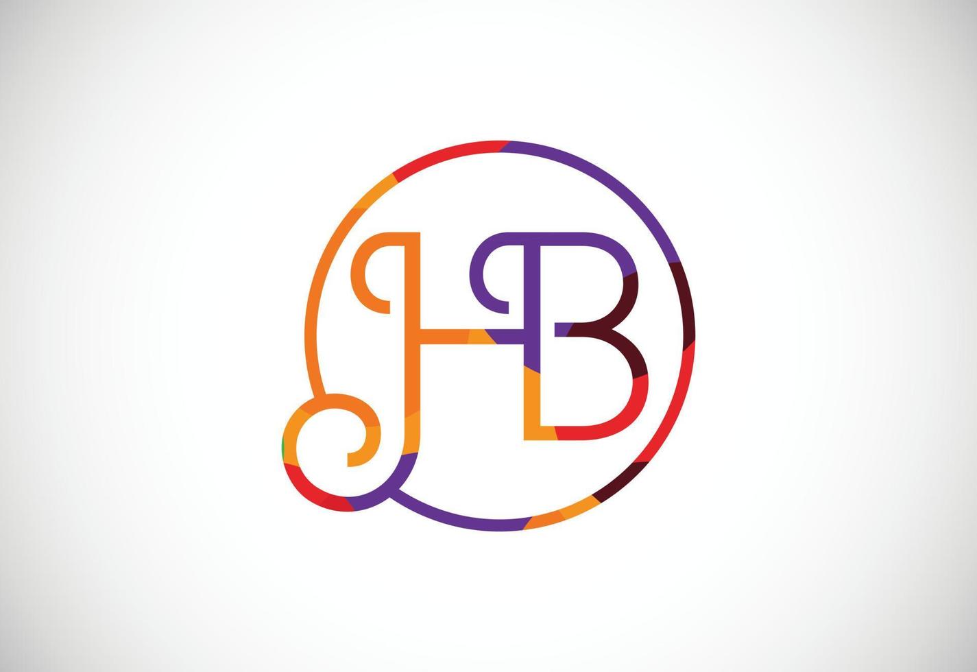 Colorful letter H B logo design vector. Modern logo for business company visual identity in low poly art style vector
