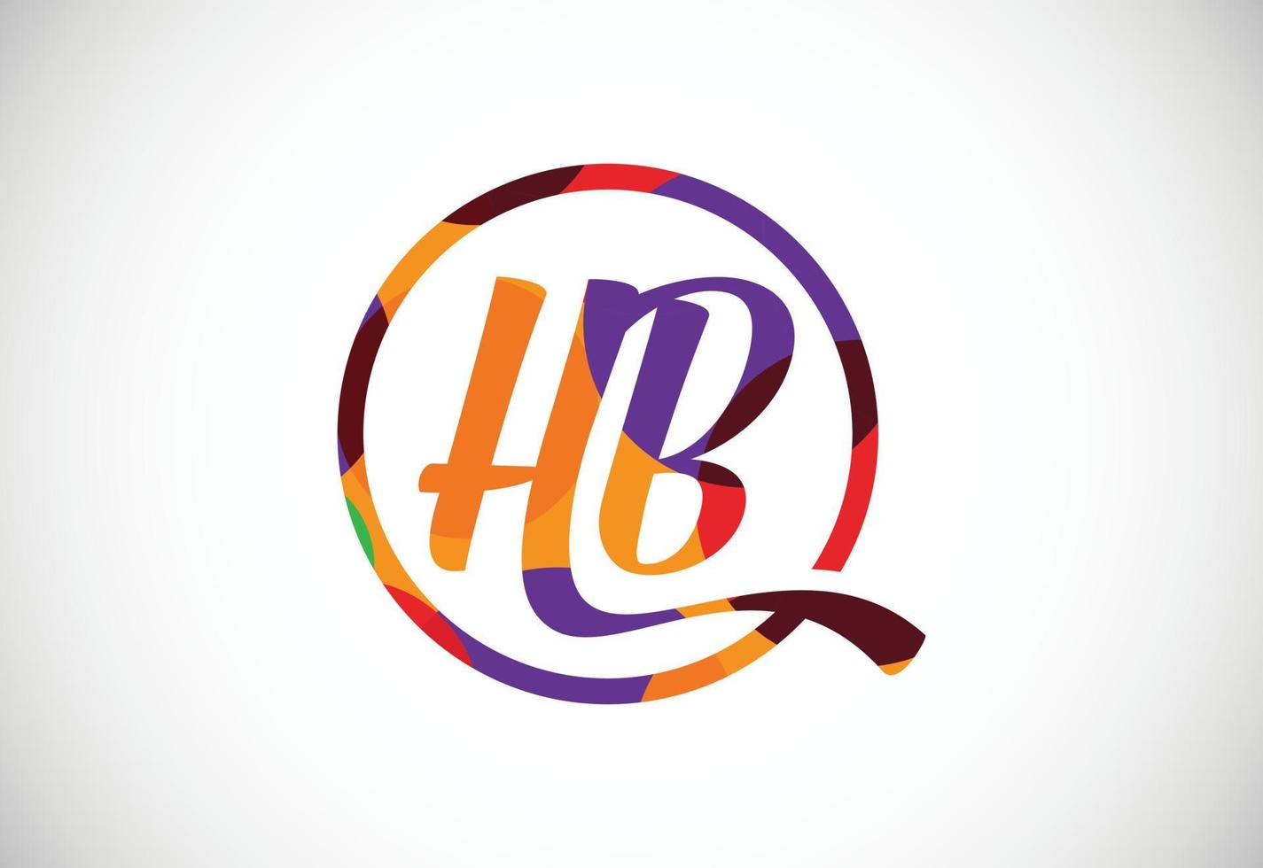 vector de diseño de logotipo colorido letra hb. logotipo moderno para la identidad visual de la empresa comercial en un estilo de arte polivinílico bajo