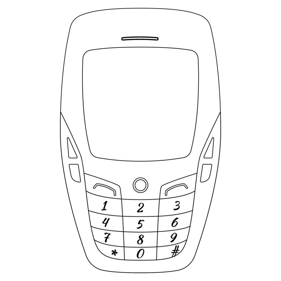 classic keypad mobile phones coloring pages vector, coloring pages for kids. vector