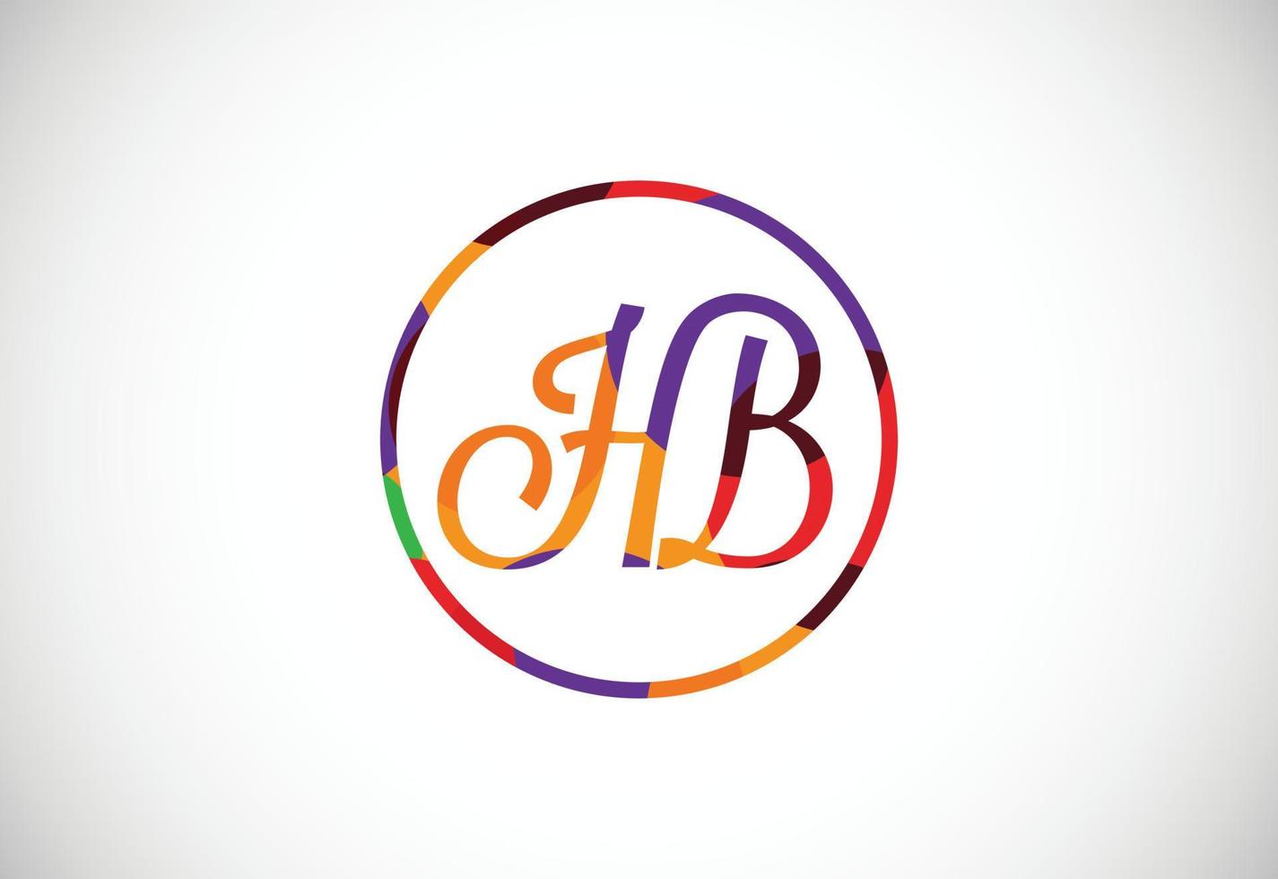 Colorful letter H B logo design vector. Modern logo for business company visual identity in low poly art style vector