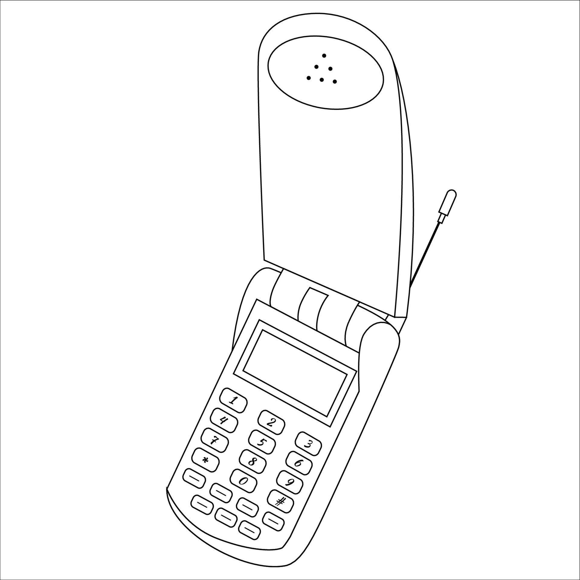 classic keypad mobile phones coloring pages vector, coloring pages for
