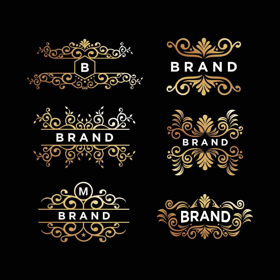 Floral ornamental vector in gold color design