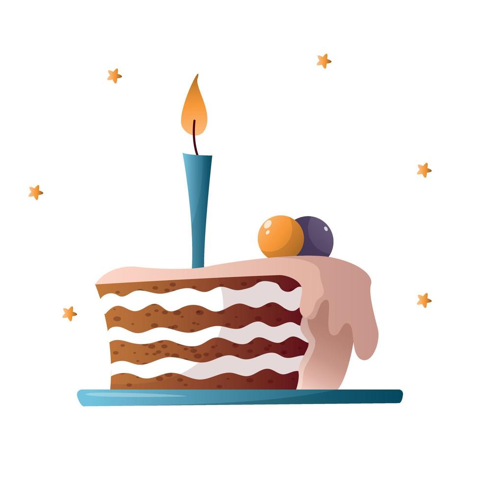 tarta de cumpleaños con velas, tarta navideña con velas, tarta de cumpleaños, trozo de tarta navideña vector