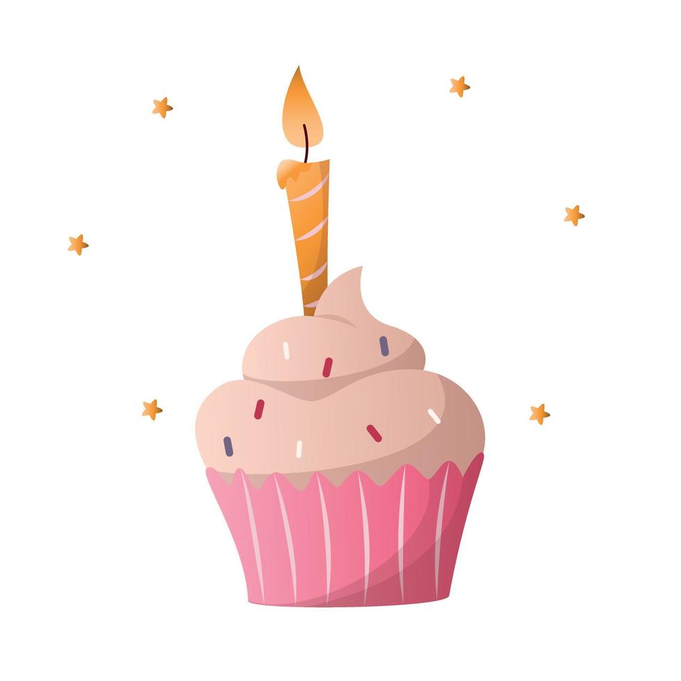 cupcake color vector illustration, cupcake dessert, birthday cupcake